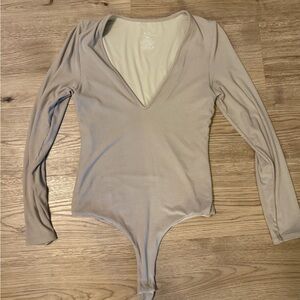 Women's Klassy Network Beige Long Sleeve Bodysuit